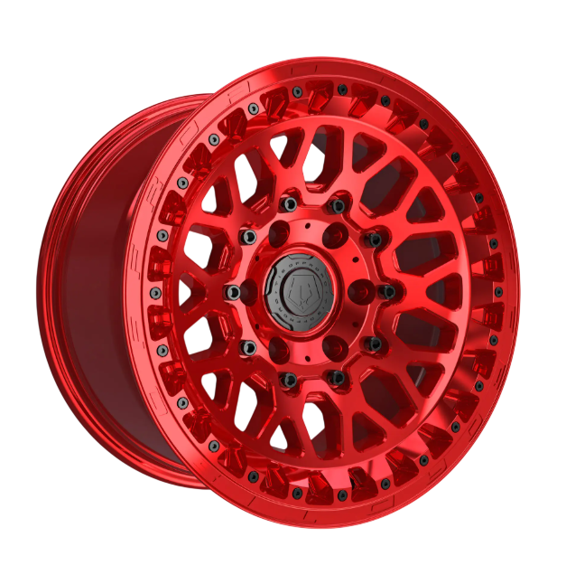 Machined with Gloss Red Tint Clear Coat and Cast Lgo & Lip Bolts