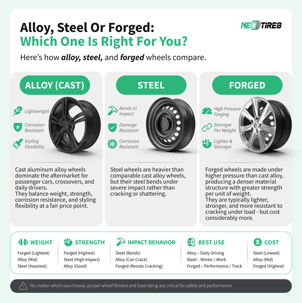alloy vs steel vs forged rims
