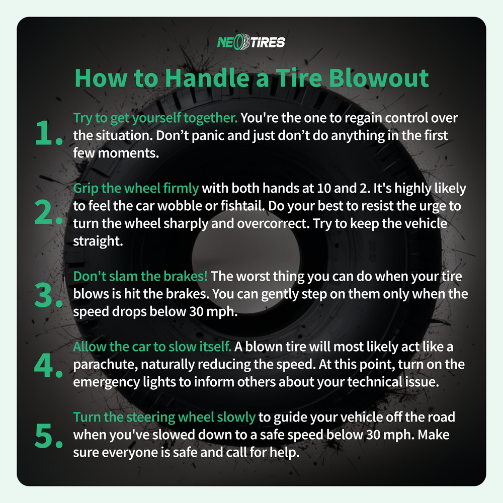 5 steps in handling a tire blowout