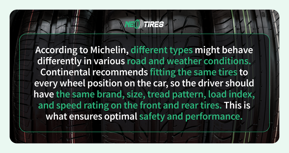 Is it okay to mix different brands of tires?