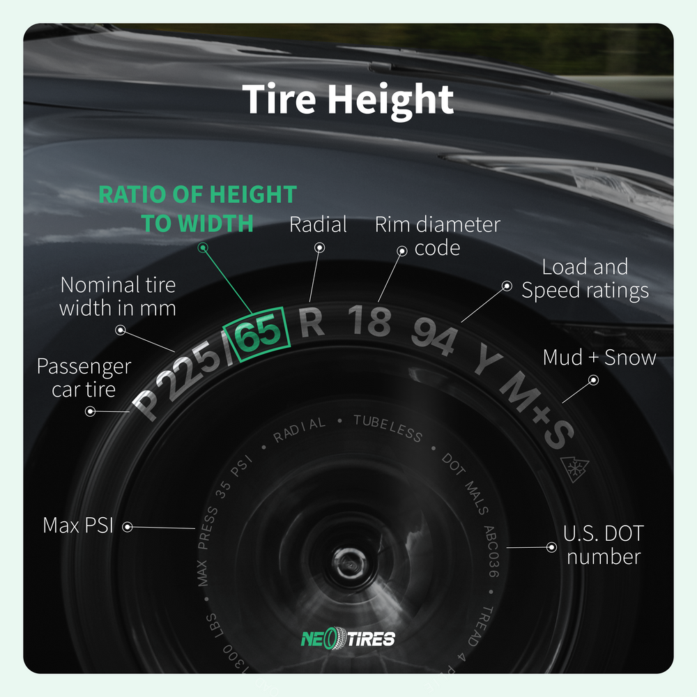 tire height of 225, 245, 265 tires